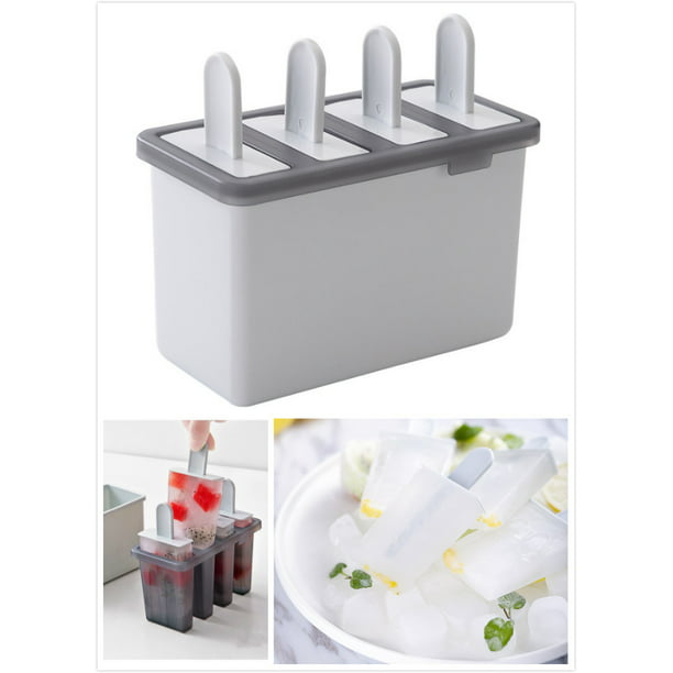 4 Cell Ice Cream Mold DIY Juice Popsicle Maker Lolly Cake Mould Tray Pan Frozen